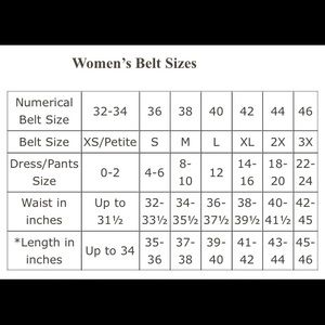 Belt Size Chart